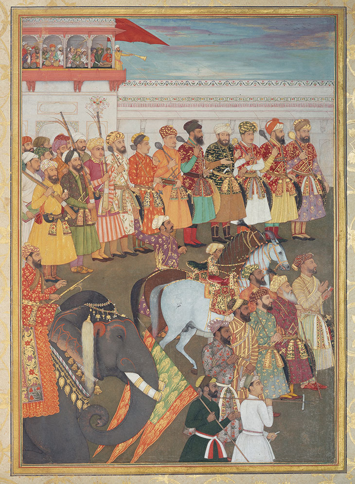 Asaf Khan during his accession ceremonies from the Padshahnama manuscript