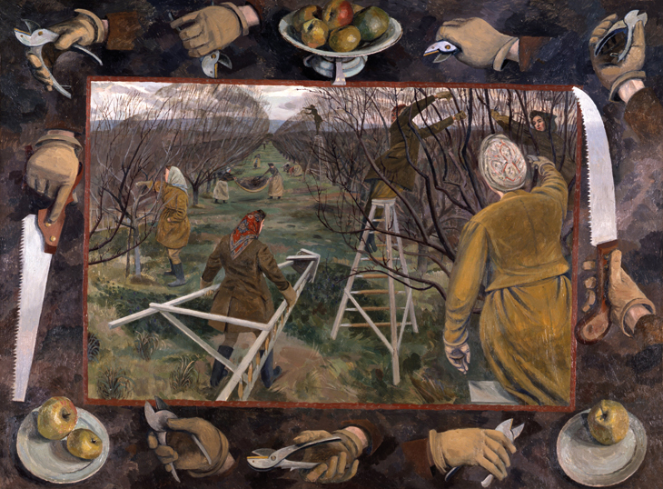 A 1944 Pastoral: Land Girls Pruning at East Malling (c. 1944), Evelyn Mary Dunbar. Manchester Art Gallery.