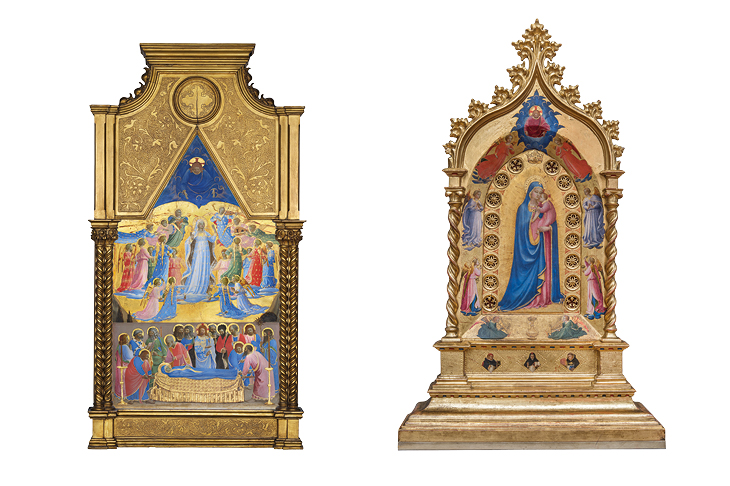 The Dormition and Assumption of the Virgin (left) and The Madonna della Stella (right) (1424–34), Fra Angelico. Isabella Stewart Gardner Museum, Boston/Museo di San Marco, Florence.