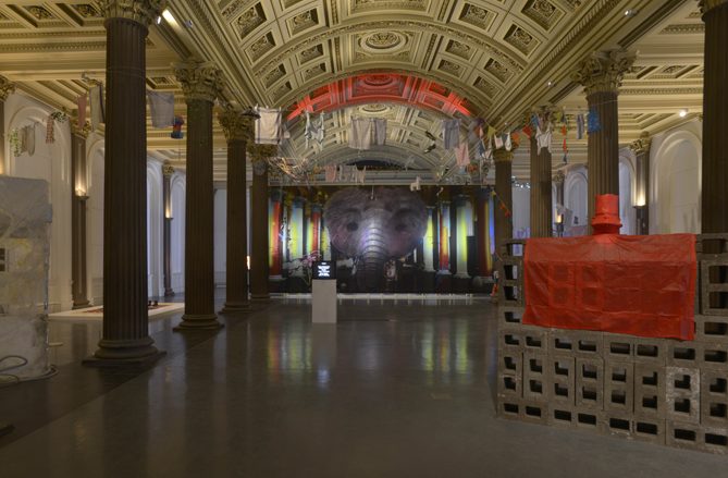 Installation view of a work by John Russell, part of 'Cellular World' at the Gallery of Modern Art, Glasgow International Festival 2018, photo: © Alan Dimmick