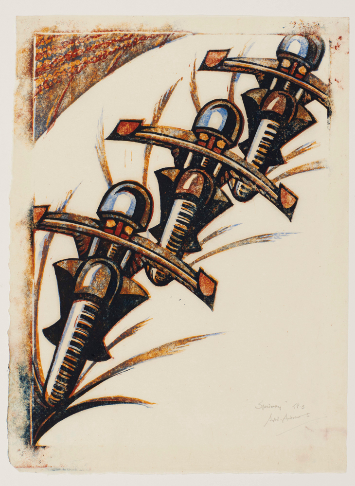Speedway (1934), Sybil Andrews. Sotheby’s London, £60,000
