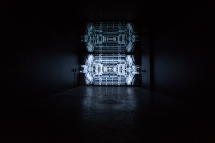 Installation view of Mirror Matter (2018) by Emilija Škarnulytė at RIBOCA, 2018