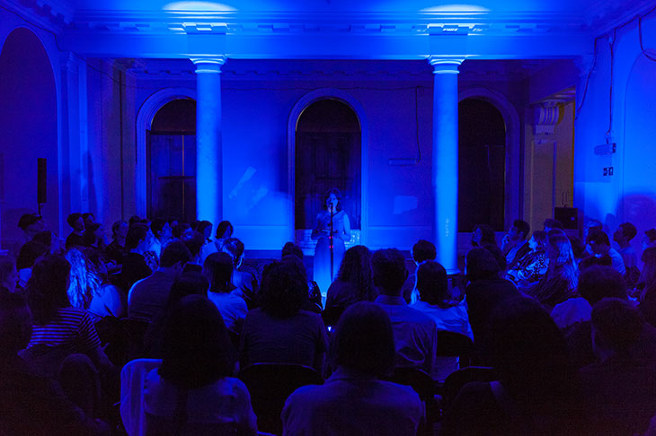 Reading (2018), Hanne Lippard. Performance at Somerset House, Lancaster Room, May 2018.