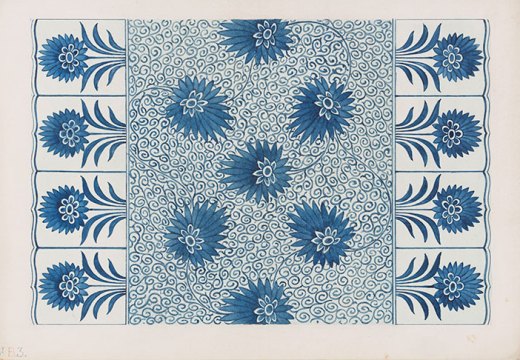 Design by Owen Jones, based on a ceramic dish, an alternative design for Plate 7 in ‘Examples of Chinese Ornament selected from objects in the South Kensington museum and other collections’ (1867)