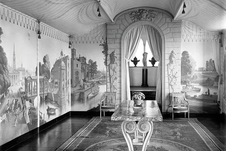 The view into the Painted Room at Port Lympne, Kent, with murals by Rex Whistler, photographed in 1933.view into the Painted Room at Port Lympne, Kent, with murals by Rex Whistlerinto the Painted Room at Port Lympne (photo 1933), Rex Whistler.