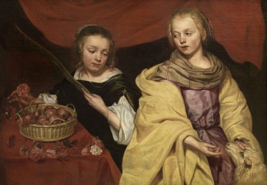Portrait of Two Girls as the Saints Agnes and Dorothy, (n.d.) Michaelina Wautier. Royal Museum of Fine Arts, Antwerp.
