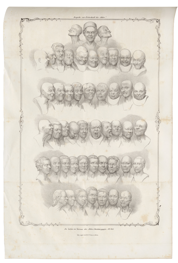 Messerschimdt’s Character Heads, in a lithograph of 1839 by Matthias Rudolph Toma.