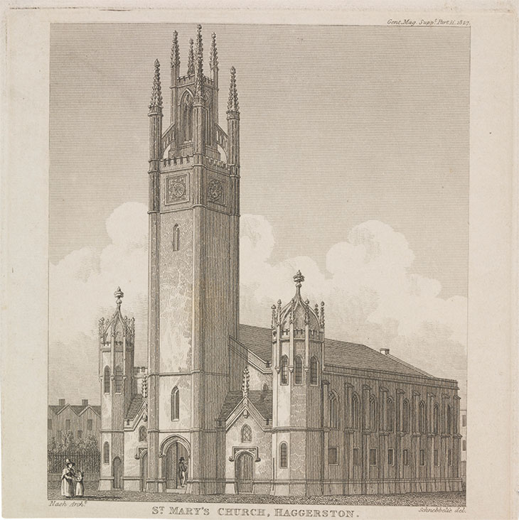 St Mary’s Church, Haggerston John Nash and constructed in 1827) (1827), Robert Blemmell Schnebbelie.