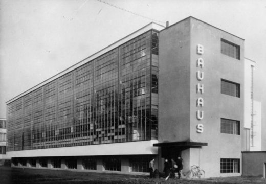 Exterior of the Bauhaus school of applied at Dessau, designed by Walter Gropius in 1926, photo by General Photographic Agency/Getty Images