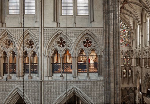 View of the Queen’s Diamond Jubilee Galleries, located in the triforium at Westminster Abbey, London.