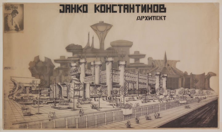 Exhibition poster for the retrospective of architect Janko Konstantinov, 1984. Personal archive of Jovan Ivanovski