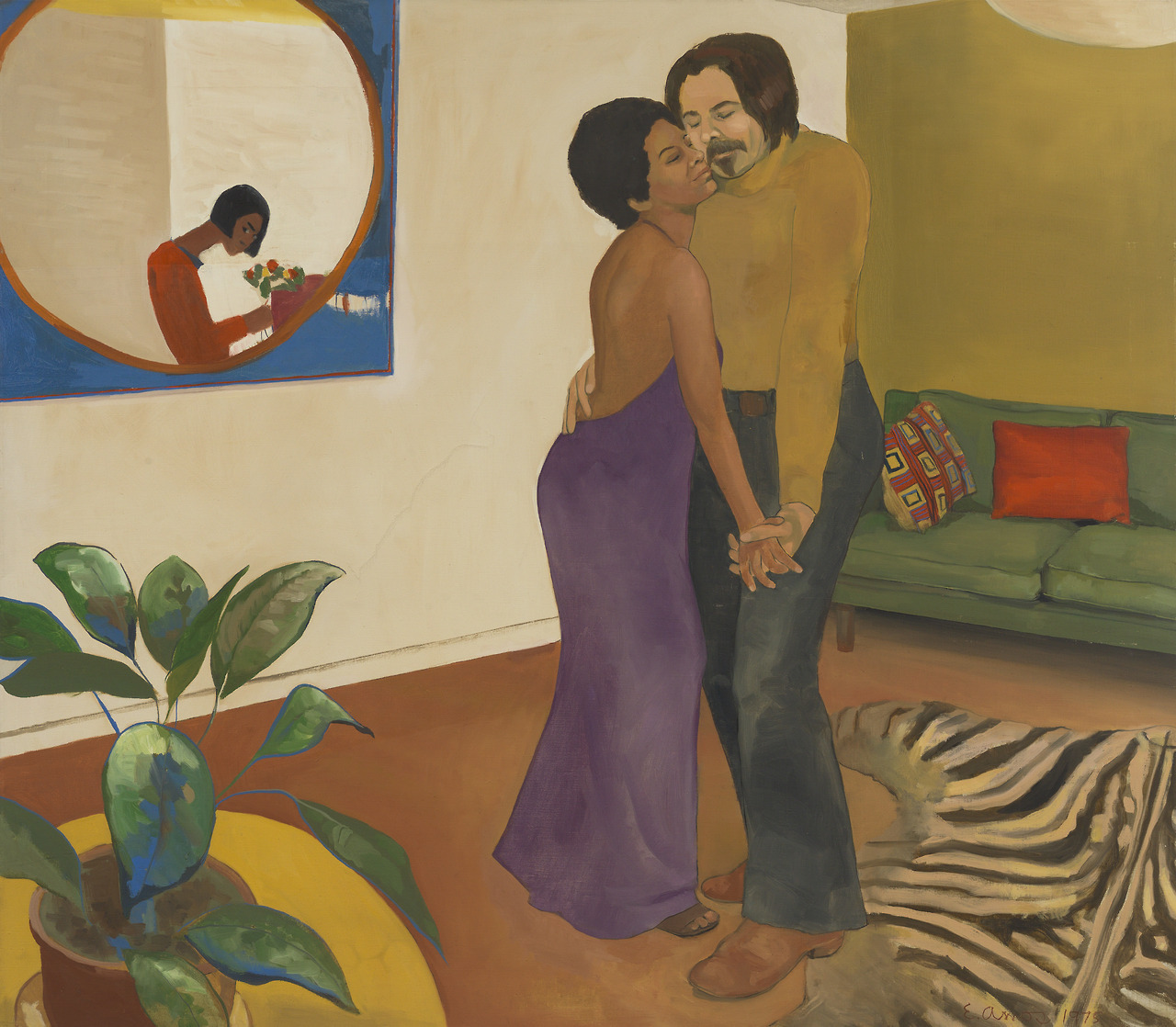 Sandy and Her Husband (1973), Emma Amos. Cleveland Museum of Art