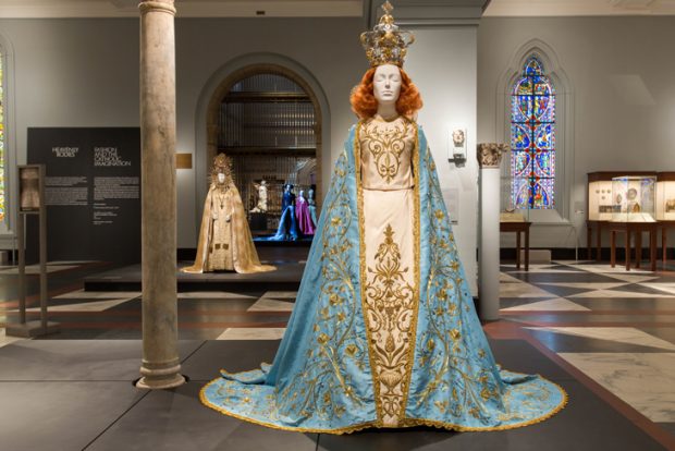 Installation view of ‘Heavenly Bodies: Fashion and the Catholic Imagination’ at the Metropolitan Museum of Art, photo: © The Metropolitan Museum of Art, New York