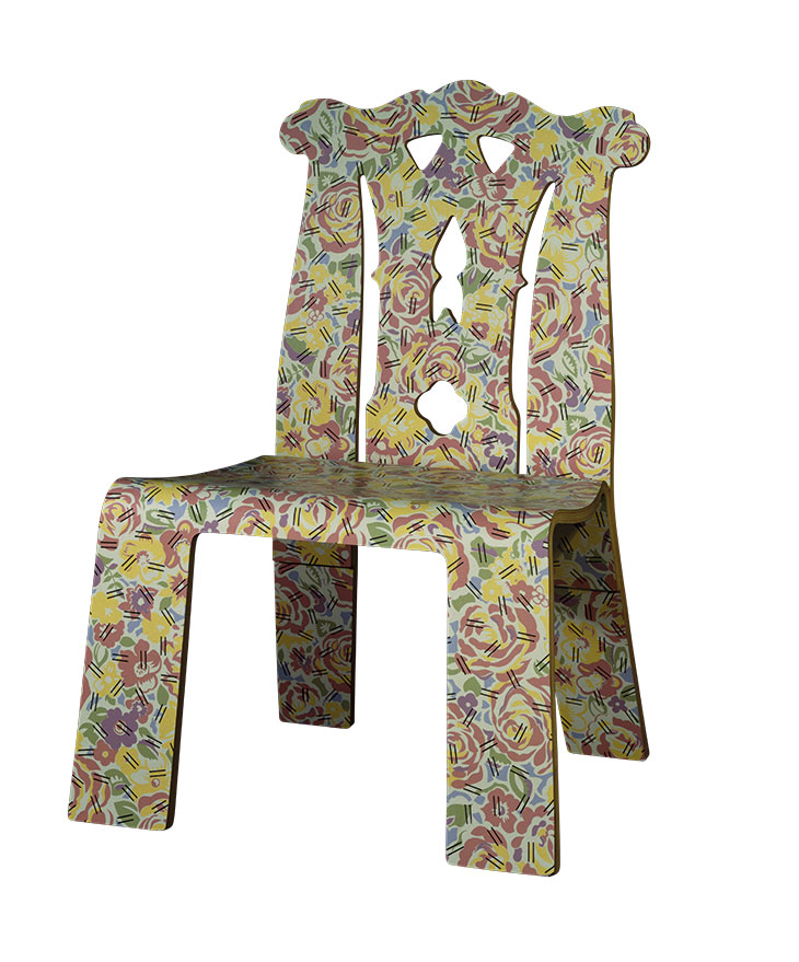 Chippendale chair with Grandmother pattern (1984), Robert Venturi and Denise Scott Brown, manufactured by Knoll International, New York.