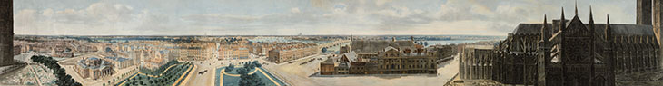 A panoramic view of London, from the tower of St. Margaret's Church, Westminster (c. 1815), Pierre Prévost