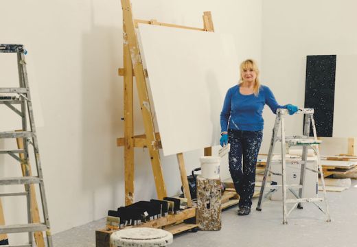 Mary Corse (b. 1945) photographed in her studio in Topanga Canyon, California