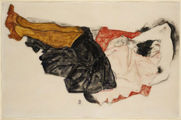 Egon Schiele’s Woman Hiding Her Face (1912), formerly owned by Fritz Grünbaum. In April a New York judge ruled that the drawing was Nazi-looted and that it be returned to Grünbaum’s heirs.