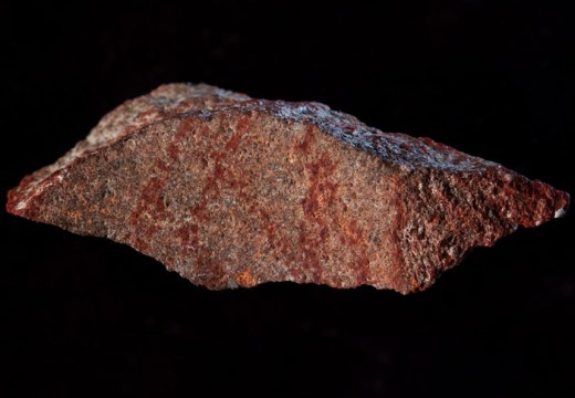 The drawing found in Blombos Cave, South Africa.