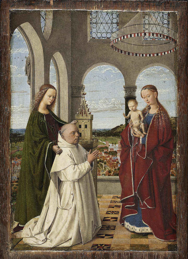 The Virgin and Child with St. Barbara and Jan Vos (ca. 1450), Petrus Christus. Staatliche Museen zu Berlin, Gemäldegalerie
