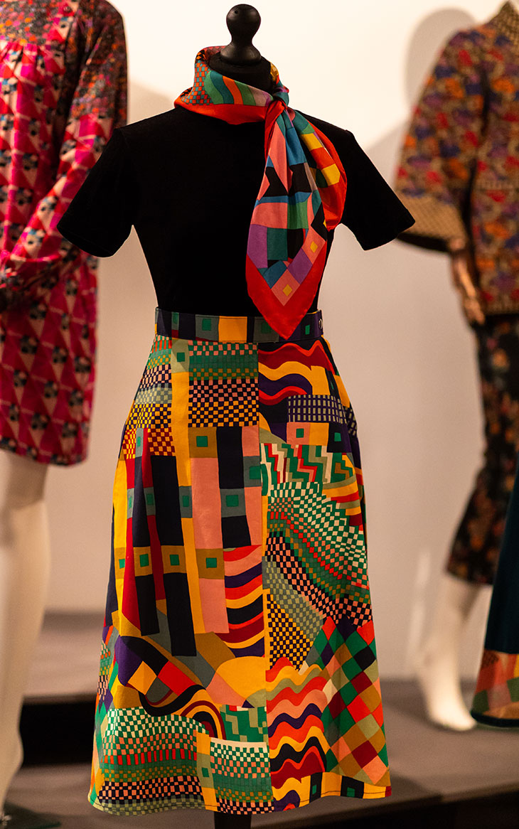 Skirt and scarf in Liberty Bauhaus print (mid 1970s), Dollyrockers.