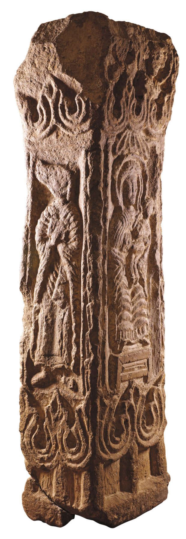 Stela depicting a figure often identified as king Trdat (left), 4th/5th century, Kharabavank, Armenia. History Museum of Armenia, Yerevan.