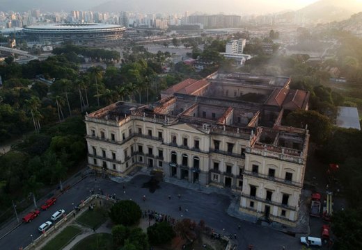 The National Museum of Brazil in Rio de Janeiro, photographed on 3 September 2018, a day after a fire devastated the building.