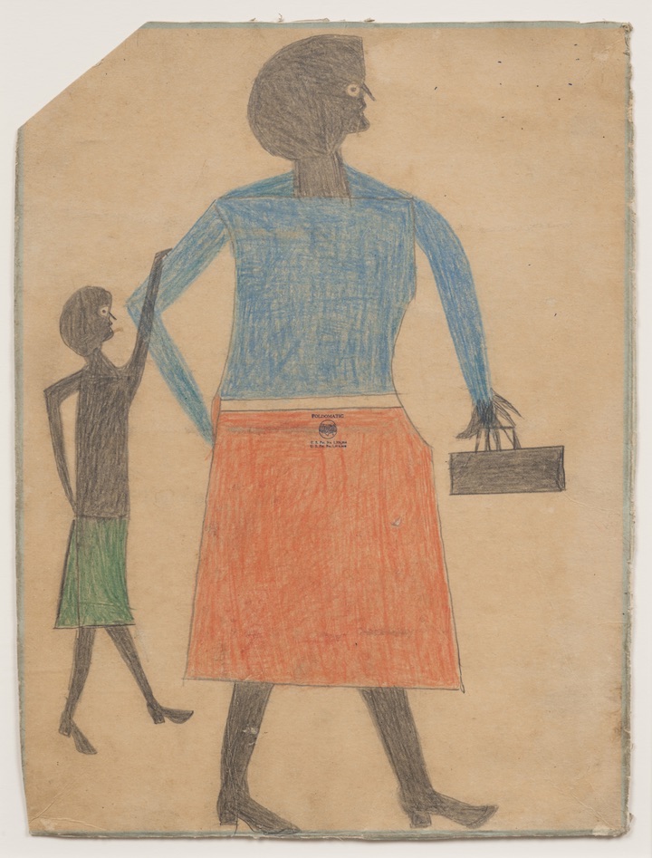 Mother with Child (ca. 1939-42), Bill Traylor. Photo by James Prinz, Chicago