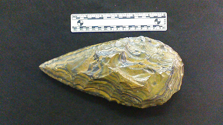 600,000-year-old iron stone handaxe from Kathu Pan, South Africa.