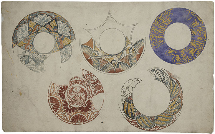 Border designs for ceramics (late 19th century), William de Morgan. 