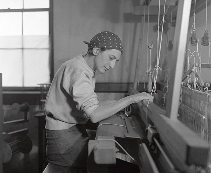 Anni Albers photographed at her weaving studio at Black Mountain College in 1937 by Helen M. Post, Photo: courtesy the Western Regional Archives, State Archives of North Carolina
