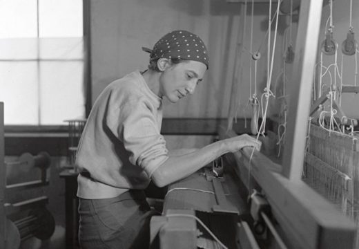 Anni Albers photographed at her weaving studio at Black Mountain College in 1937 by Helen M. Post. Courtesy the Western Regional Archives, State Archives of North Carolina
