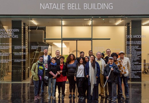 Tania Bruguera and guests at the unveiling of her Turbine Hall commission at Tate Modern, 2018.