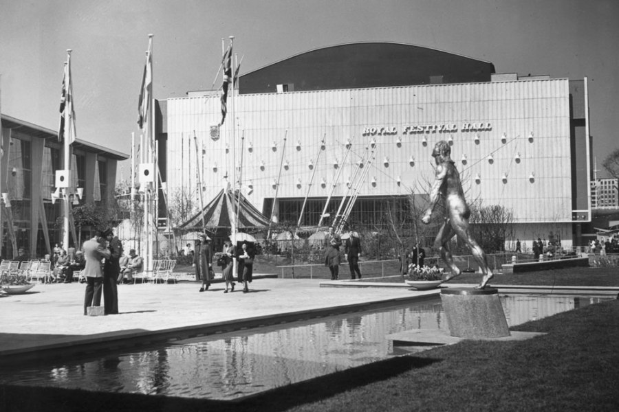 The Royal Festival Hall photographed on 12 May 1951, during the Festival of Britain.