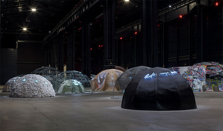Installation view of ‘Mario Merz: igloos’ at Pirelli HangarBicocca, Milan, 2018.