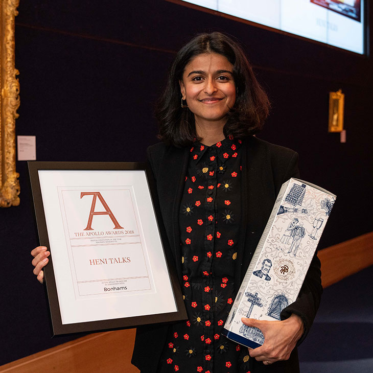 Munira Mirza of HENI Talks collects the Apollo Digital Innovation of the Year Award. 