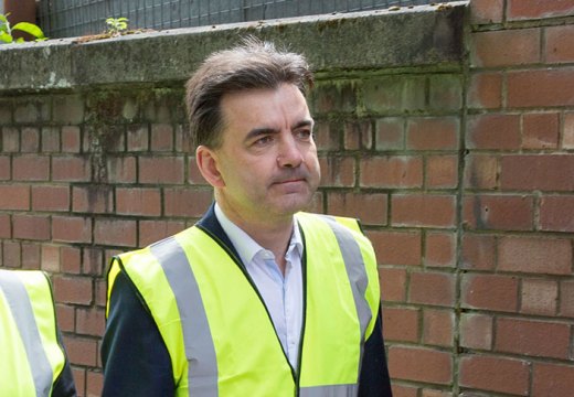 Tom Inns, who has resigned as director of the Glasgow School, at an inspection of the damage done to the Mackintosh Building in June 2018.)
