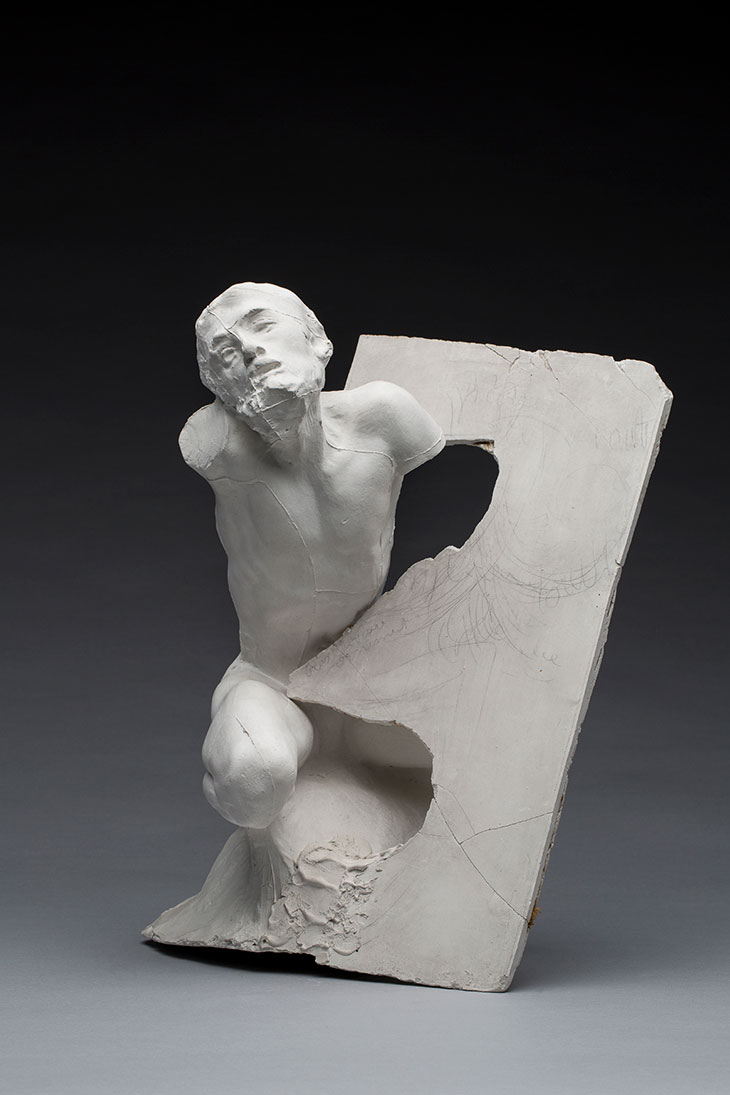 Assemblage: Homme de la Source Fenaille, sans bras et panneau (n.d.), Auguste Rodin.