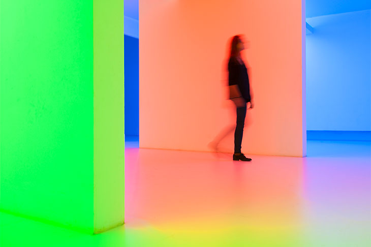 Chromosaturation (1965), Carlos Cruz-Diez. Installation view of the exhibition ‘Dynamo, A Century of Light and Motion in Art’ at the Grand Palais, Paris, 2013.