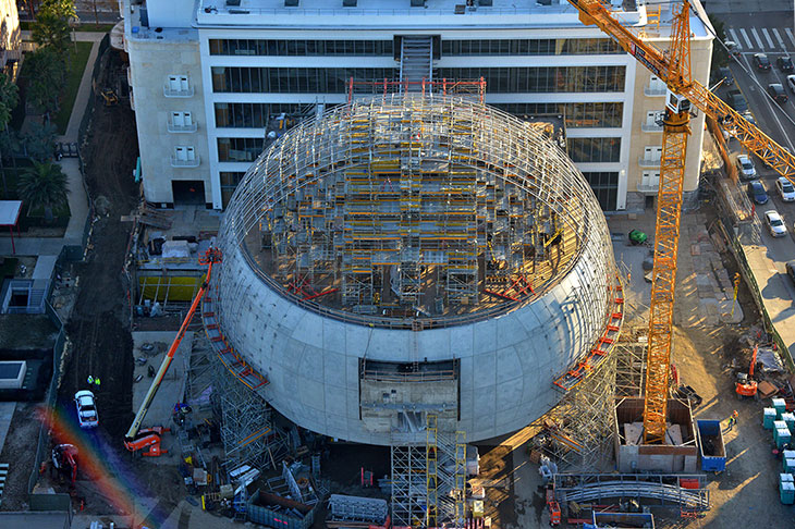 The Academy Museum of Motion Pictures in Los Angeles construction site in November 2018.