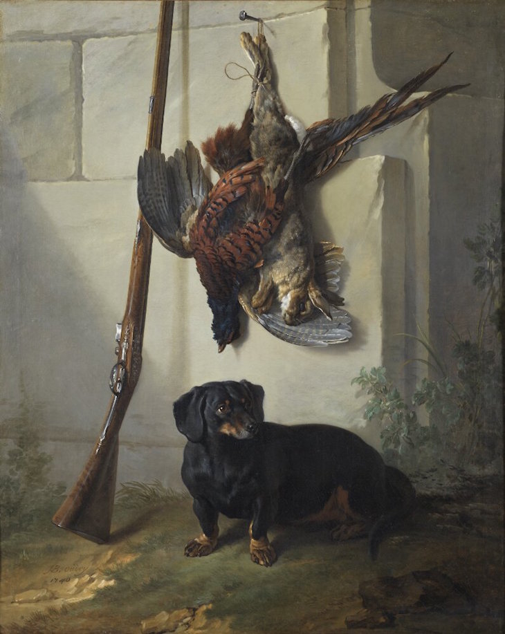 The Dachshound Pehr with Dead Game and a Rifle, Oudry