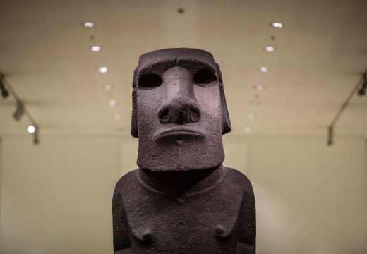 Hoa Hakananai'a, displayed at the British Museum in November 2018.