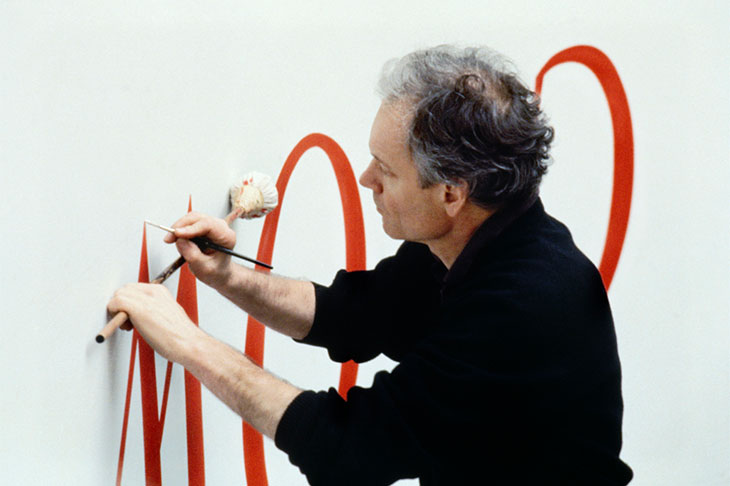 A portrait of Lothar Baumgarten at work for his show ‘America Invention’ at the Solomon R. Guggenheim Museum, New York in 1993.