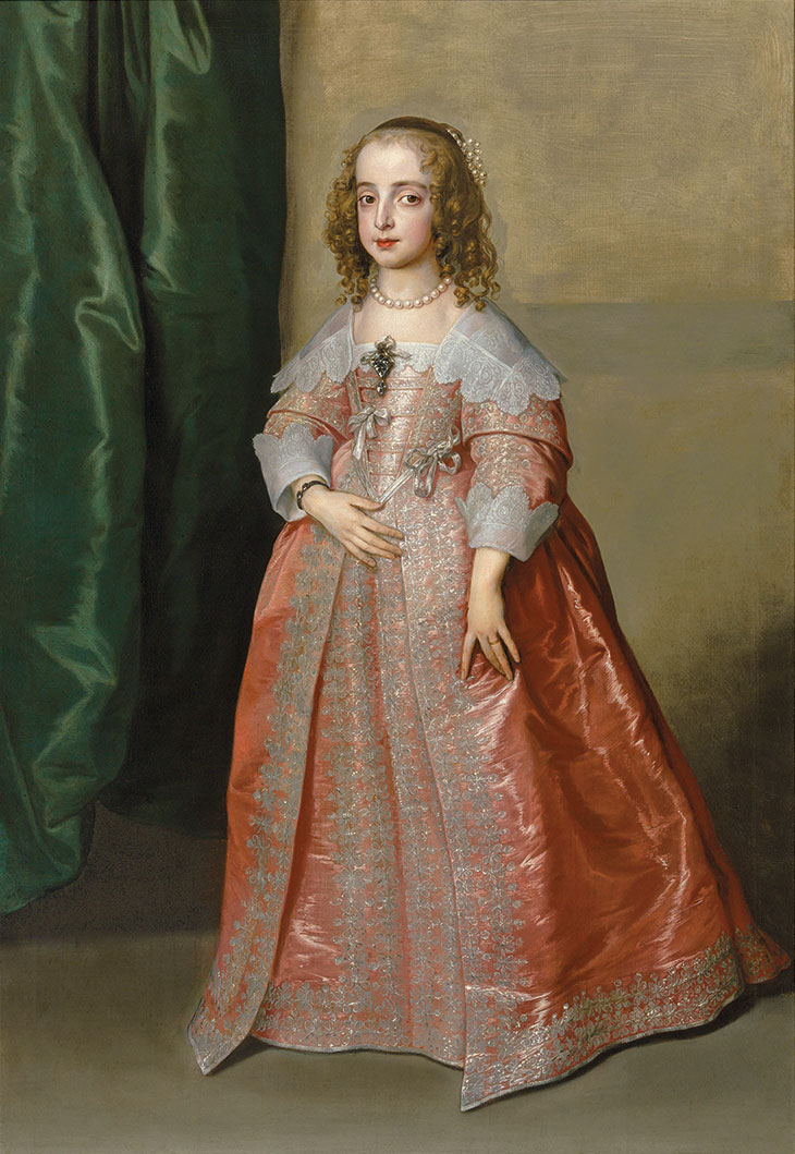 Portrait of Princess Mary (1631–1660), daughter of King Charles I of England, full-length, in a pink dress decorated with silver embroidery and ribbons (1641), Anthony van Dyck. Estimate £5m–£8m