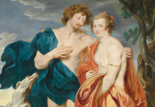 Double portrait of George Villiers, Marquess and later 1st Duke of Buckingham (1592–1628) and his wife, Katherine Manners (1603–1649), as Venus and Adonis (detail; 1620–21), Anthony van Dyck. Estimate £2.5m–£3.5m