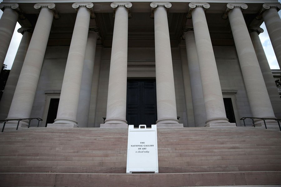 A sign outside the National Gallery of Art in Washington, D.C., on 1 October 2013, during the 16-day US government shutdown of 2013.