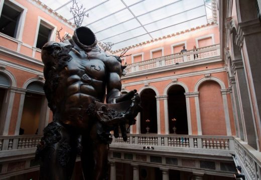 Installation view of Damien Hirst’s Demon with Bowl in ‘Treasures from the Wreck of the Unbelievable’ at the Palazzo Grassi, Venice, 2017.