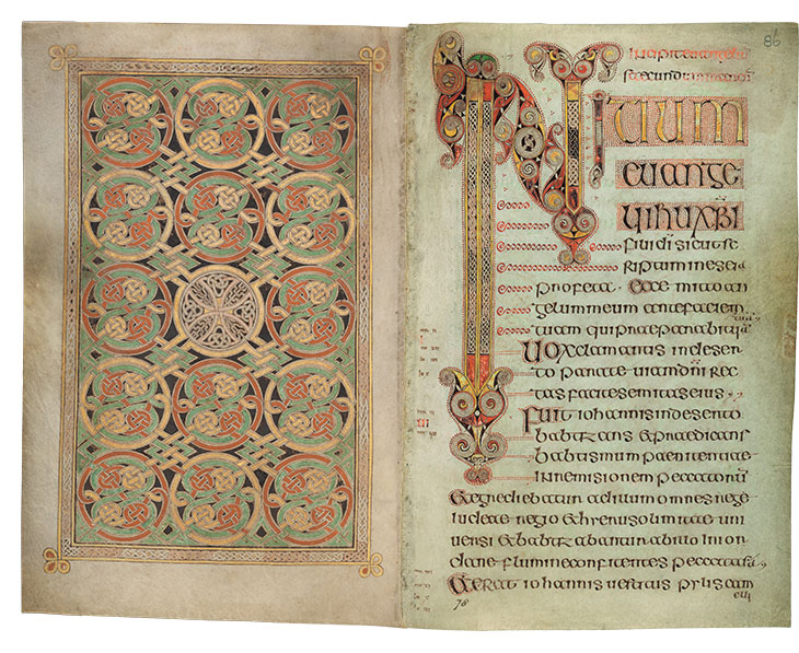 The Book of Durrow (ff. 85v–86r), c. 700, probably Durrow, Co. Offaly, or Iona, vellum, 24.5 × 14.5cm. Trinity College Dublin