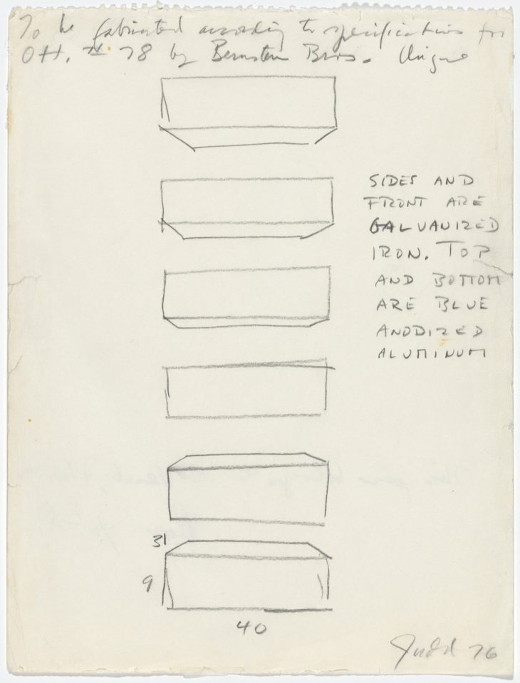 Instruction Drawing for Otterlo Show Wall Sculpture, Donald Judd
