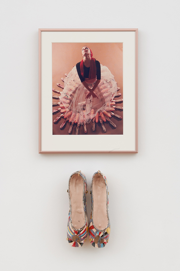 Study for a Divertissement: Diana with crinoline and pointe shoes II (1973), Rose English. Installation view of ‘Rose English: Form, Feminisms, Femininities’ at Richard Saltoun Gallery, London, 2019.