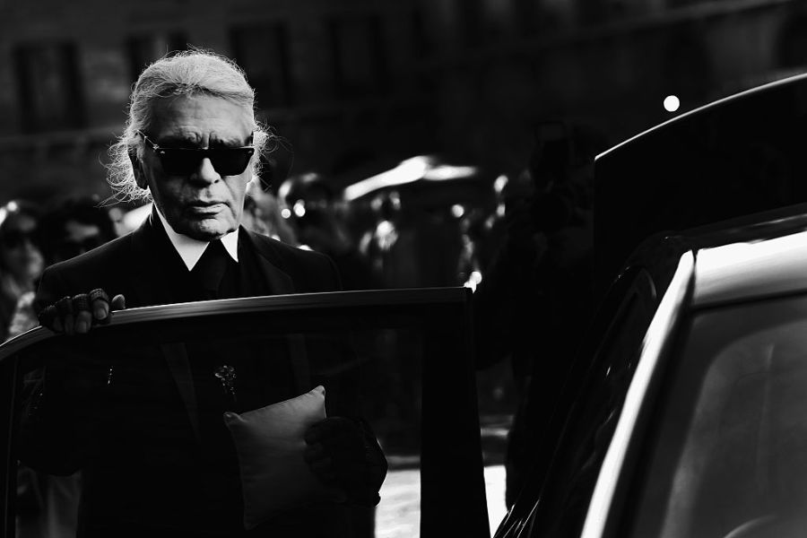 Karl Lagerfeld photographed at the Palazzo Vecchio in 2015.